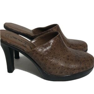 Nina Women Size 8 / 38 Brown Clog Heels Boho Slip on Country Bell Bottom Country